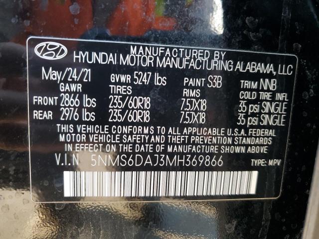 5NMS6DAJ3MH369866 - 2021 HYUNDAI SANTA FE SEL CHARCOAL photo 14