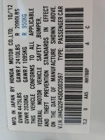 JH4CU2F45DC003597 - 2013 ACURA TSX WHITE photo 12