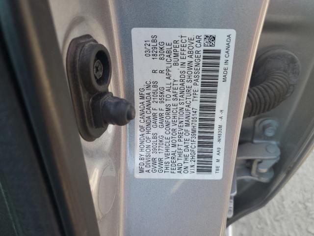 2HGFC1F39MH705147 - 2021 HONDA CIVIC EX SILVER photo 12