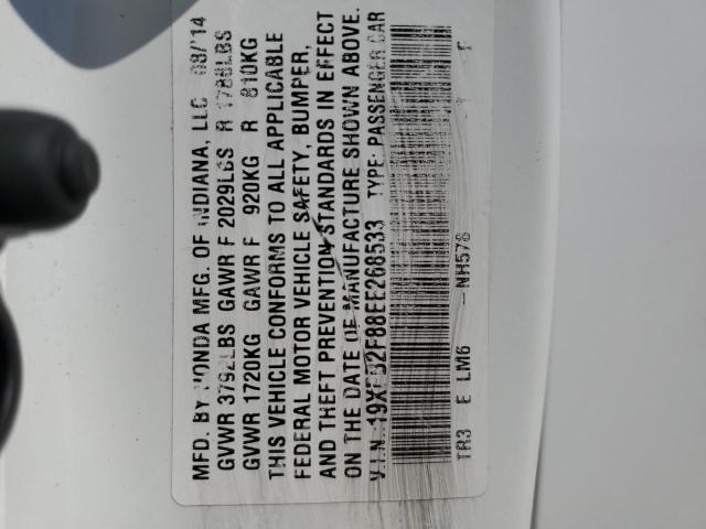 19XFB2F88EE268533 - 2014 HONDA CIVIC EX WHITE photo 12