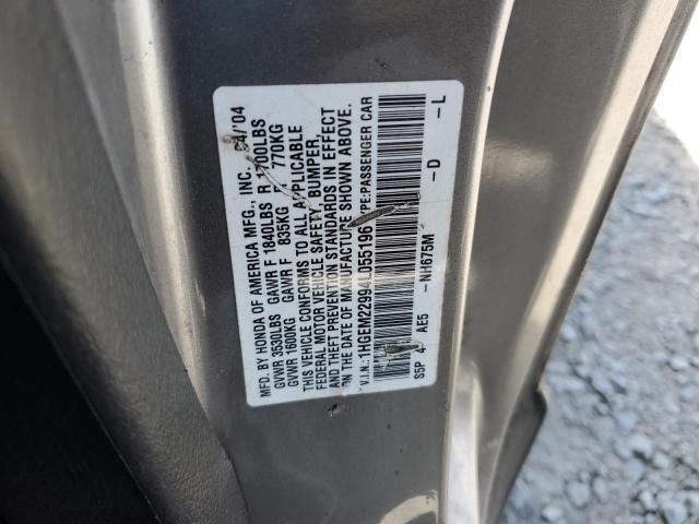 1HGEM22994L055196 - 2004 HONDA CIVIC EX GRAY photo 12
