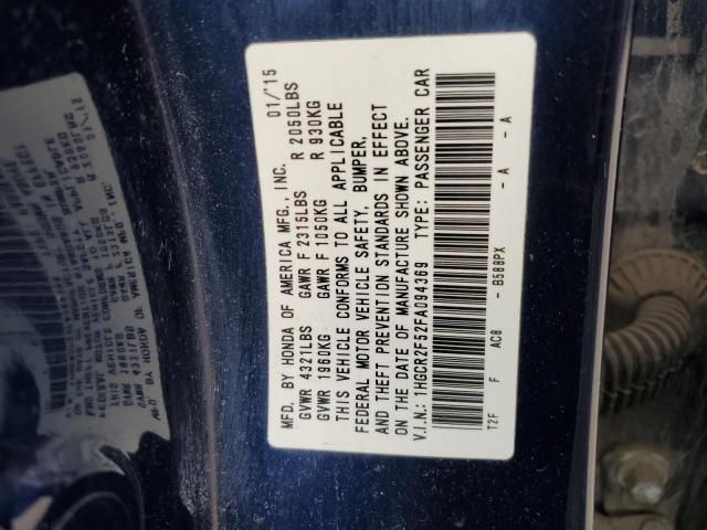 1HGCR2F52FA094369 - 2015 HONDA ACCORD SPORT 蓝色 照片 12