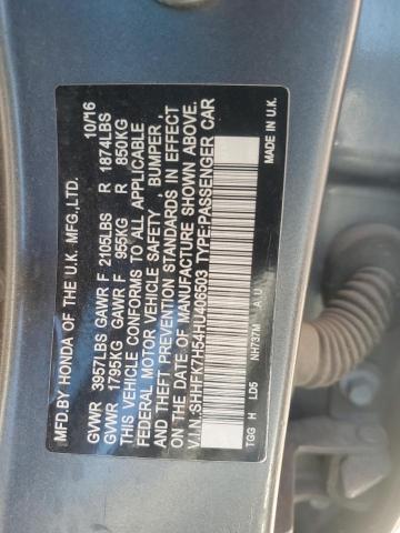 SHHFK7H54HU406503 - 2017 HONDA CIVIC EX CHARCOAL photo 12