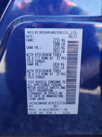 5N1DR2MN9HC695559 - 2017 NISSAN PATHFINDER S BLUE photo 13