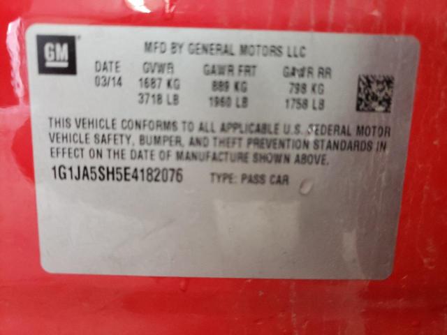 1G1JA5SH5E4182076 - 2014 CHEVROLET SONIC LS RED photo 12