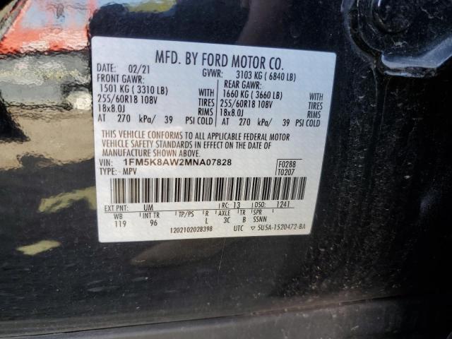 1FM5K8AW2MNA07828 - 2021 FORD EXPLORER POLICE INTERCEPTOR 黑色 照片 13