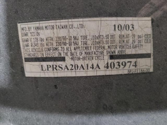 LPRSA20A14A403974 - 2004 YAMAHA YW50 AP ZUMA BLUE photo 10