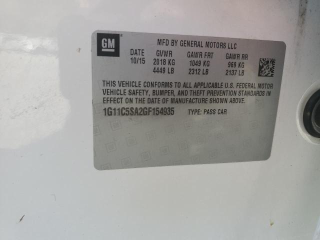 1G11C5SA2GF154935 - 2016 CHEVROLET MALIBU LIM LT 白色 照片 12