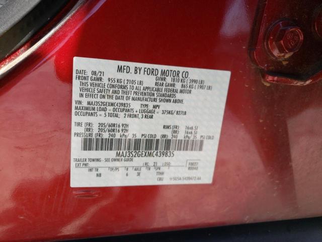 MAJ3S2GEXMC439835 - 2021 FORD ECOSPORT SE RED photo 13