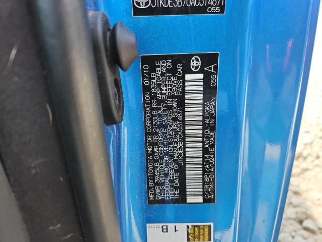 JTKDE3B70A0314871 - 2010 TOYOTA SCION TC BLUE photo 12