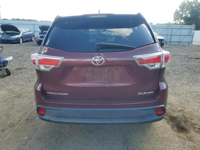 5TDJKRFH2GS329063 - 2016 TOYOTA HIGHLANDER XLE Burgund zdjęcie 6