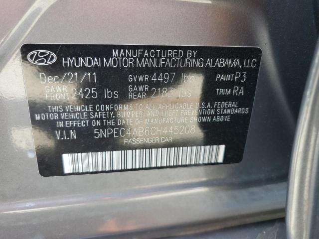 5NPEC4AB6CH445208 - 2012 HYUNDAI SONATA SE ნაცრისფერი ფოტო 13