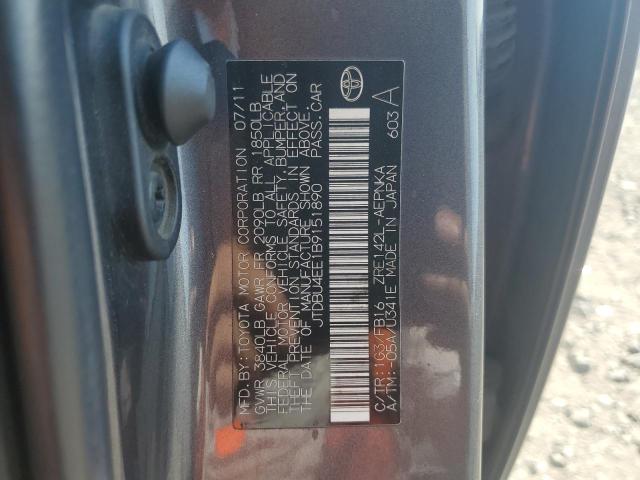 JTDBU4EE1B9151890 - 2011 TOYOTA COROLLA BASE GRAY photo 12