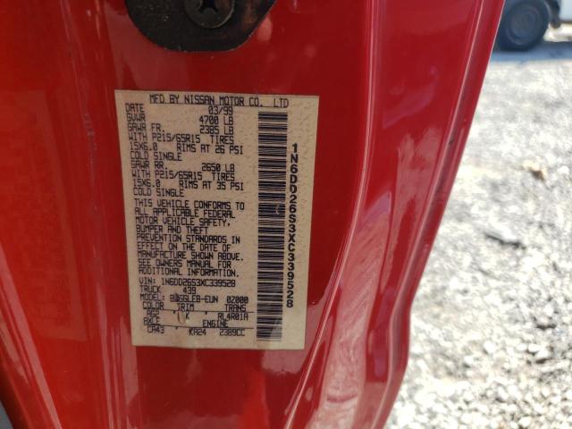 1N6DD26S3XC339528 - 1999 NISSAN FRONTIER KING CAB XE RED photo 12