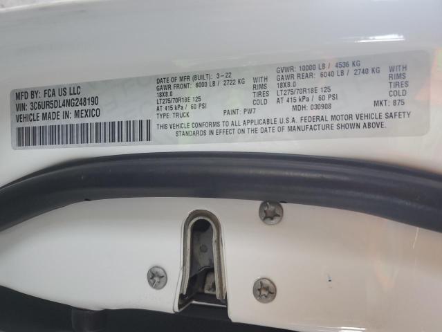 3C6UR5DL4NG248190 - 2022 RAM 2500 BIG HORN/LONE STAR WHITE photo 12