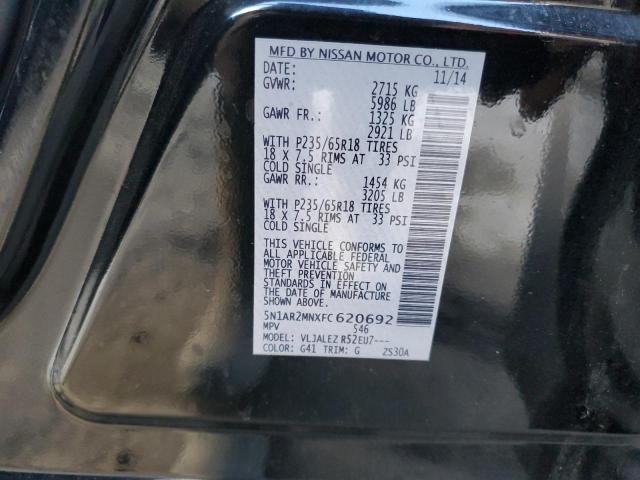 5N1AR2MNXFC620692 - 2015 NISSAN PATHFINDER S 黑色 照片 13