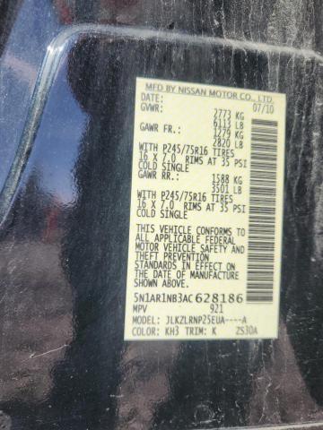 5N1AR1NB3AC628186 - 2010 NISSAN PATHFINDER S შავი ფოტო 13