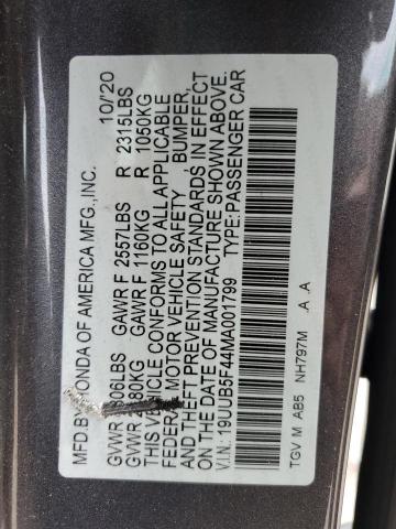 19UUB5F44MA001799 - 2021 ACURA TLX TECHNOLOGY CHARCOAL photo 12
