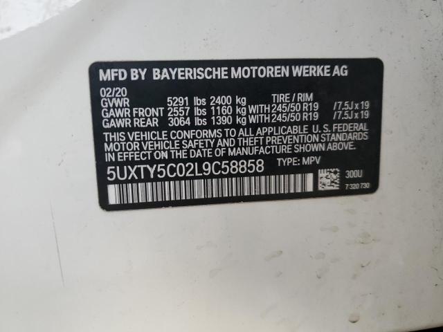 5UXTY5C02L9C58858 - 2020 BMW X3 XDRIVE30I WHITE photo 13