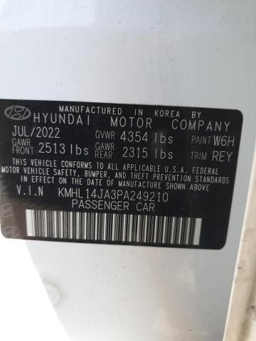 KMHL14JA3PA249210 - 2023 HYUNDAI SONATA SEL WHITE photo 13