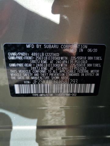 JF2SKAXC6LH581293 - 2020 SUBARU FORESTER TOURING GREEN photo 13