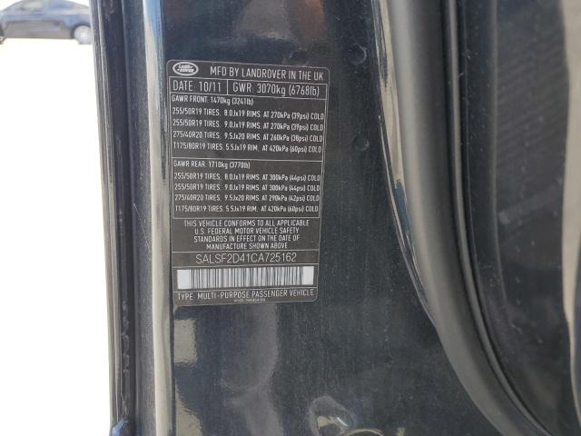 SALSF2D41CA725162 - 2012 LAND ROVER RANGE ROVE HSE BLACK photo 13