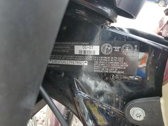 1HD1FC4117Y678922 - 2007 HARLEY-DAVIDSON FLHTCUI RED photo 10