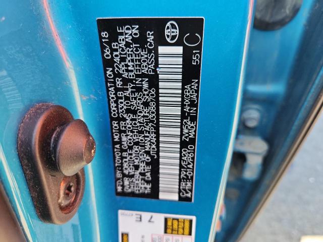 JTDKARFP7J3088706 - 2018 TOYOTA PRIUS PRIM BLUE photo 12