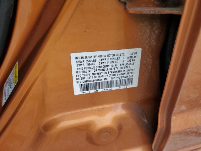 JHMGE88459S041486 - 2009 HONDA FIT SPORT ORANGE photo 12