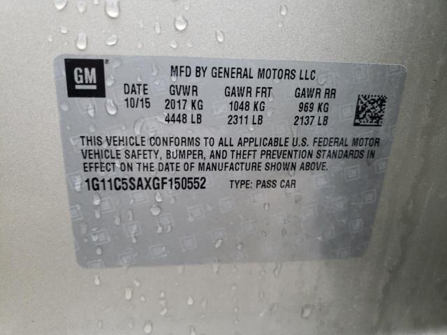 1G11C5SAXGF150552 - 2016 CHEVROLET MALIBU LIM LT 金色 照片 12