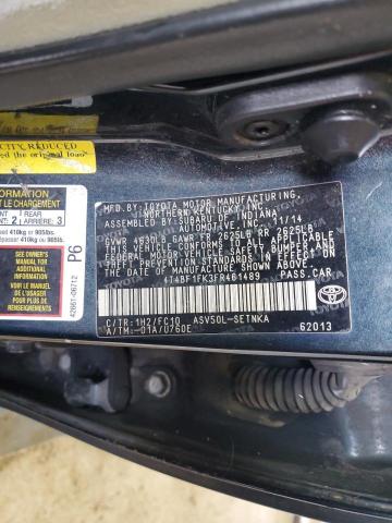 4T4BF1FK3FR461489 - 2015 TOYOTA CAMRY LE BLACK photo 12