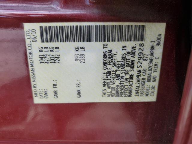 1N4AL2AP9AN529928 - 2010 NISSAN ALTIMA BASE RED photo 12