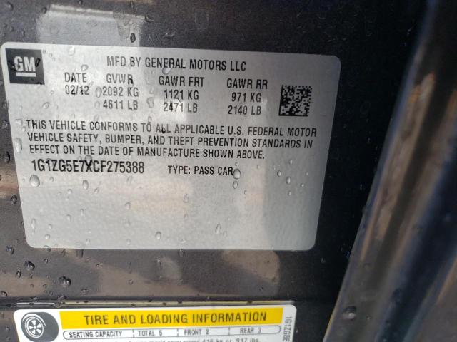 1G1ZG5E7XCF275388 - 2012 CHEVROLET MALIBU LTZ 灰色 照片 13