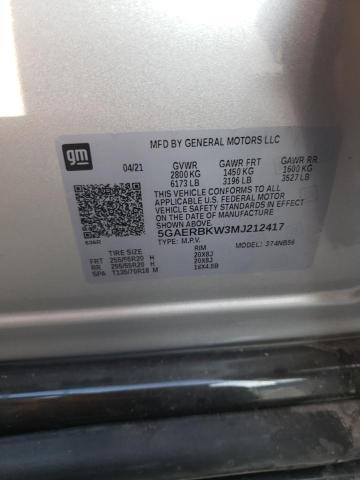 5GAERBKW3MJ212417 - 2021 BUICK ENCLAVE ESSENCE 银色 照片 13