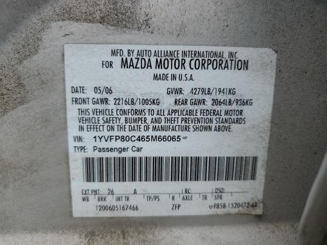 1YVFP80C465M66065 - 2006 MAZDA 6 I SILVER photo 12
