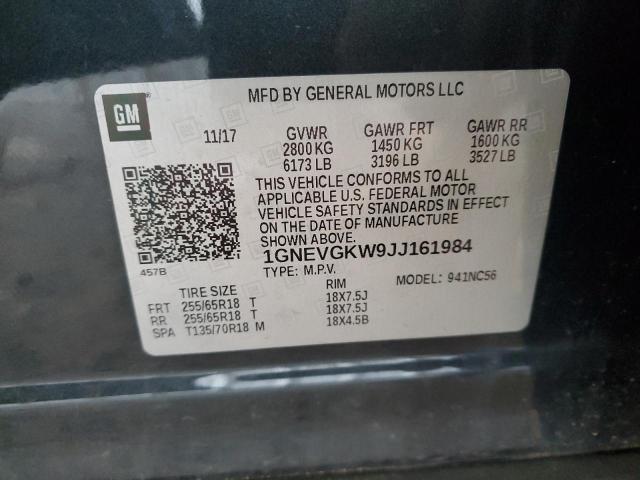 1GNEVGKW9JJ161984 - 2018 CHEVROLET TRAVERSE LT 黑色 照片 13