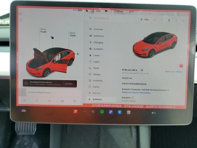 5YJ3E1EA9MF091525 - 2021 TESLA MODEL 3 WHITE photo 9