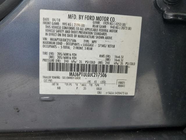 MAJ6P1UL0JC217506 - 2018 FORD ECOSPORT SE Gri fotoğraf 13