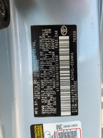 4T1BE46K87U637906 - 2007 TOYOTA CAMRY CE 蓝色 照片 12