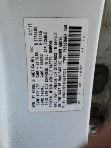 1HGCR2F51FA247212 - 2015 HONDA ACCORD SPORT 白色 照片 12