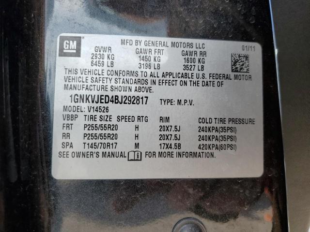 1GNKVJED4BJ292817 - 2011 CHEVROLET TRAVERSE LT BLACK photo 13