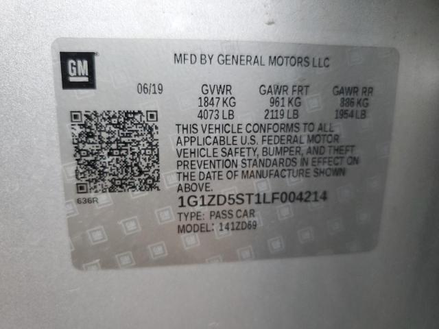 1G1ZD5ST1LF004214 - 2020 CHEVROLET MALIBU LT SILVER photo 12