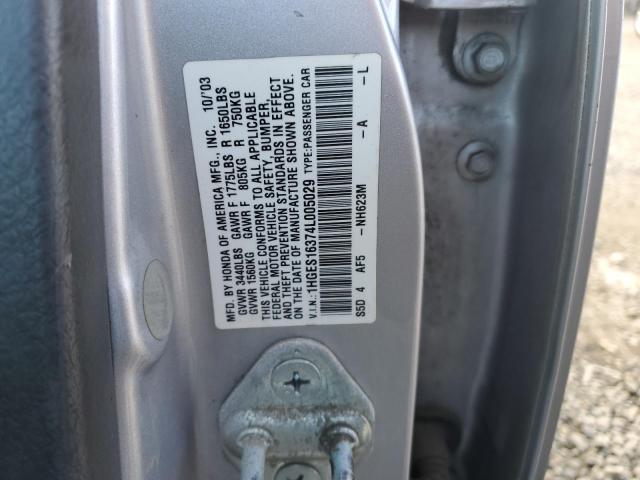 1HGES16374L005029 - 2004 HONDA CIVIC DX VP Gümüş foto 12