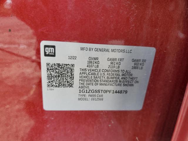 1G1ZG5ST0PF144879 - 2023 CHEVROLET MALIBU RS RED photo 12