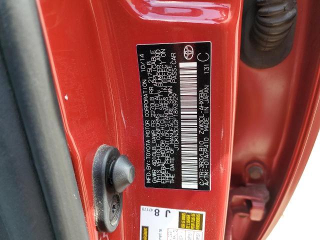 JTDKN3DU2F1893929 - 2015 TOYOTA PRIUS RED photo 12