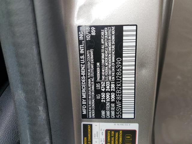 55SWF8EB2KU286390 - 2019 MERCEDES-BENZ C 300 4MATIC BEIGE photo 12