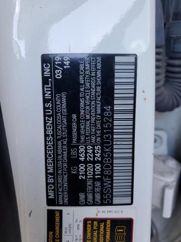 55SWF8DB5KU315284 - 2019 MERCEDES-BENZ C 300 Ақ фото 12