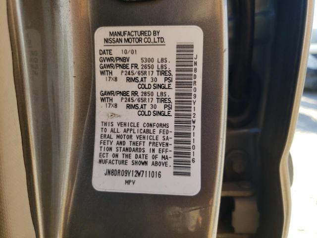 JN8DR09Y12W711016 - 2002 NISSAN PATHFINDER LE 棕色 照片 12