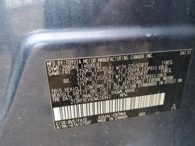 2T3RFREVXDW036942 - 2013 TOYOTA RAV4 XLE BLUE photo 13