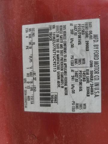 1FMZU77E71UC92113 - 2001 FORD EXPLORER S RED photo 12